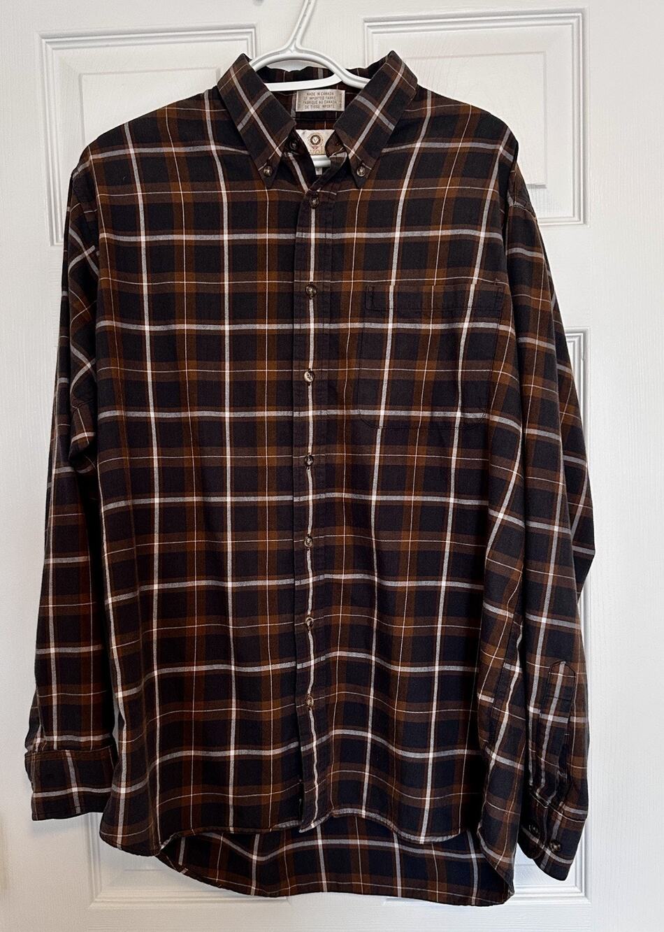 Viyella Mens Plaid Cotton/Wool Blend Button Down Shirt Long Sleeve Size L